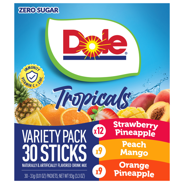 Dole Drink Mix Variety Pack Strawberry Pineapple/Peach Mango