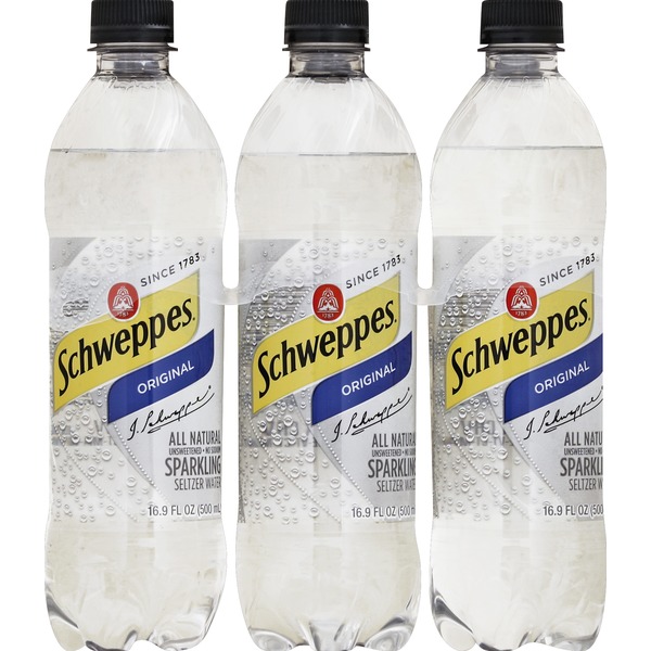 Schweppes Seltzer Water, Sparkling, Original (16.9 fl oz) Instacart
