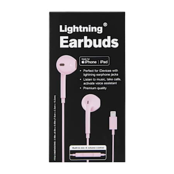 Lightning Wired Earbuds For iPhone & iPad - Pink