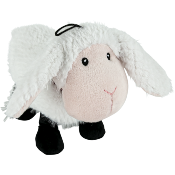 Play On Fuzzy Sheep Plush With Ribbon Dog Toy - Red
