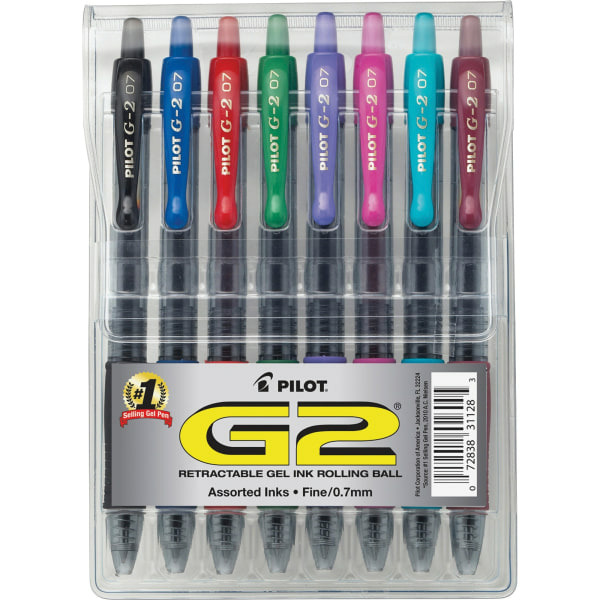 Pilot Assorted Colors G2 Retractable Gel Ink Rolling Ball Pens