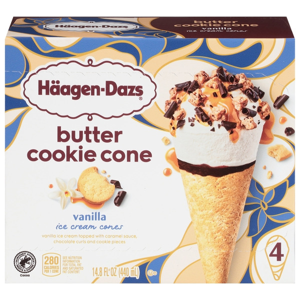 Haagen-Dazs Vanilla Ice Cream Butter Cookie Cone Same-Day Delivery
