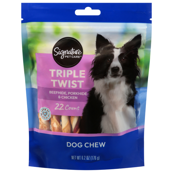 Signature Pet Triple Twist Beefhide Porkhide & Chicken Dog Chew