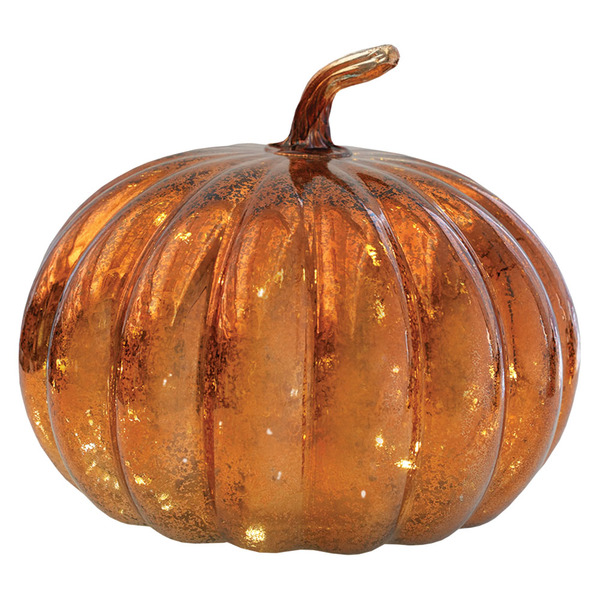 Kirkton House LED Glass Pumpkins, Short Amber Same-Day Delivery or