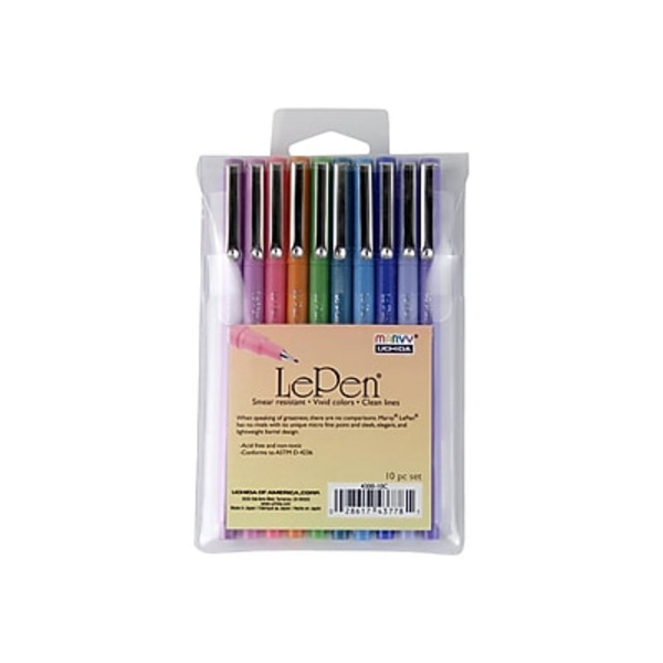 Marvy Uchida Assorted Inks Bright Micro Fine Tip LePen Set C Permanent Marker