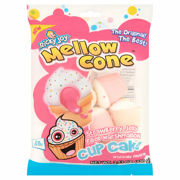 Ricky Joy Mellow Cone Strawberry Jelly Filled Marshmallow Cup Cake