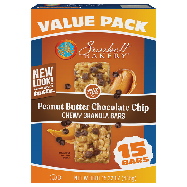 Sunbelt Bakery Chewy Peanut Butter Chocolate Chip Granola Bars Value ...