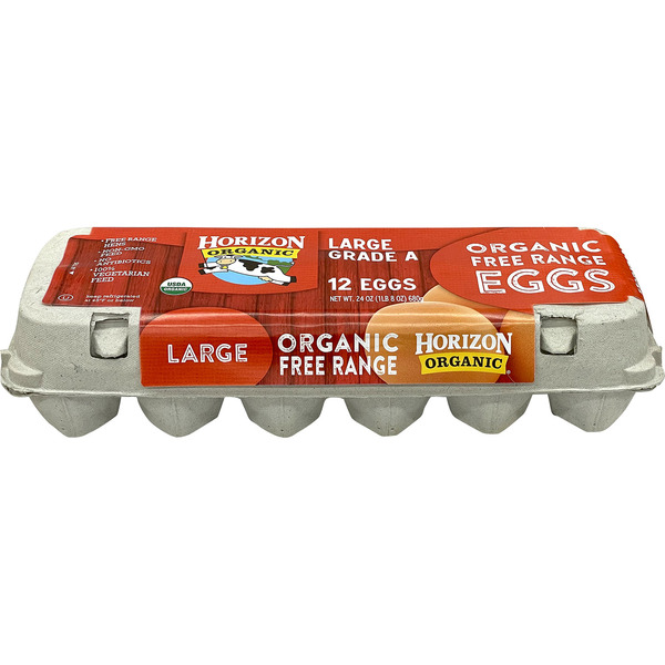 Horizon Organic Eggs, Free Range, Organic, Large