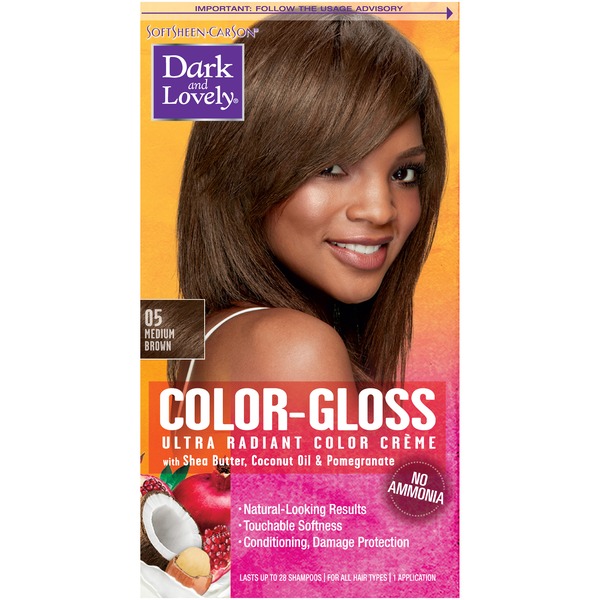 Dark and Lovely Color-Gloss Ultra Radiant Color Créme 05 Medium Brown ...