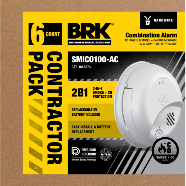 First Alert BRK Hardwired (with Battery Backup) Ionization Interconnected Combination Smoke and Carbon Monoxide Detector 6 -Pack