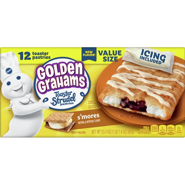 Pillsbury Toaster Strudel Pastries, Golden Grahams, S' Mores, Value Size