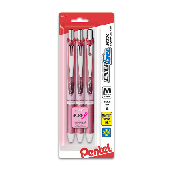 Pentel BL77PBP3A-BC Medium Point, Black Ink EnerGel Deluxe RTX Retractable Gel Pens