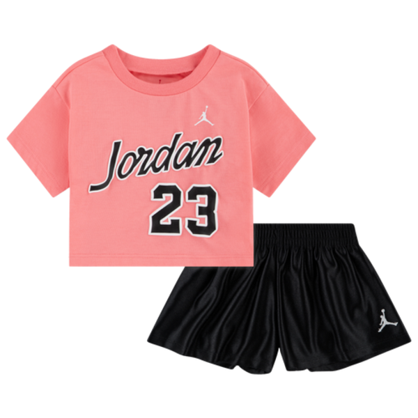 Jordan Girls' Flowy Durasheen Shorts Set, 12MO - Black/Pink Gaze