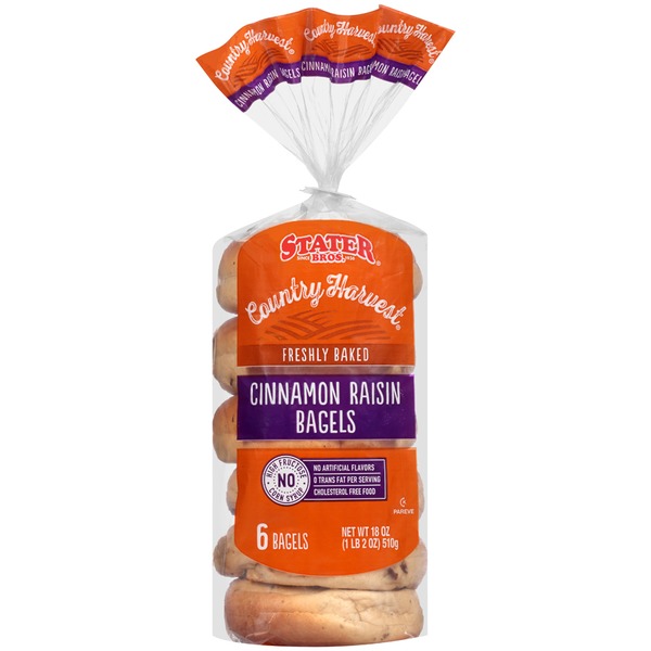 Stater Bros Country Harvest Cinnamon Raisin Bagels (6 ct) from Stater