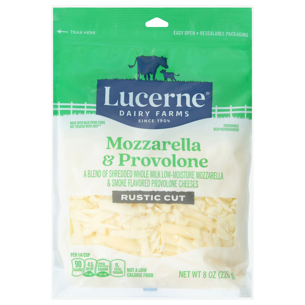 Lucerne Rustic Cut Cheese, Mozzarella & Provolone