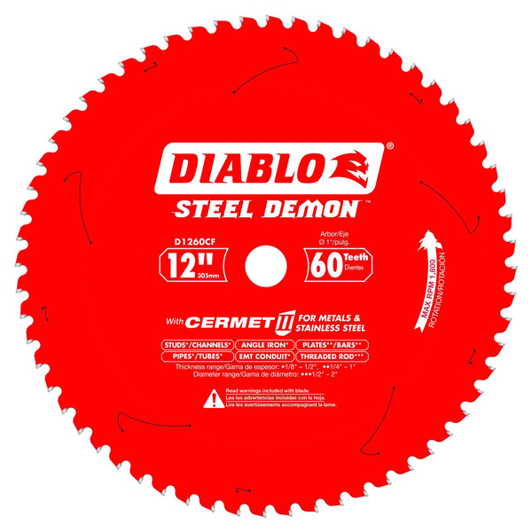 Diablo Tools 60 Teeth Steel Demon Cermet Metal Saw Blade, 12 X 1 in