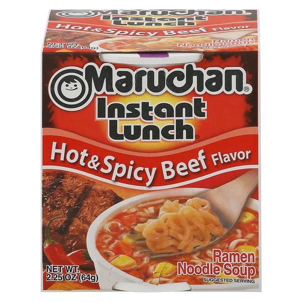 Maruchan Instant Lunch Ramen Noodles, Hot & Spicy Beef, 2.25 oz