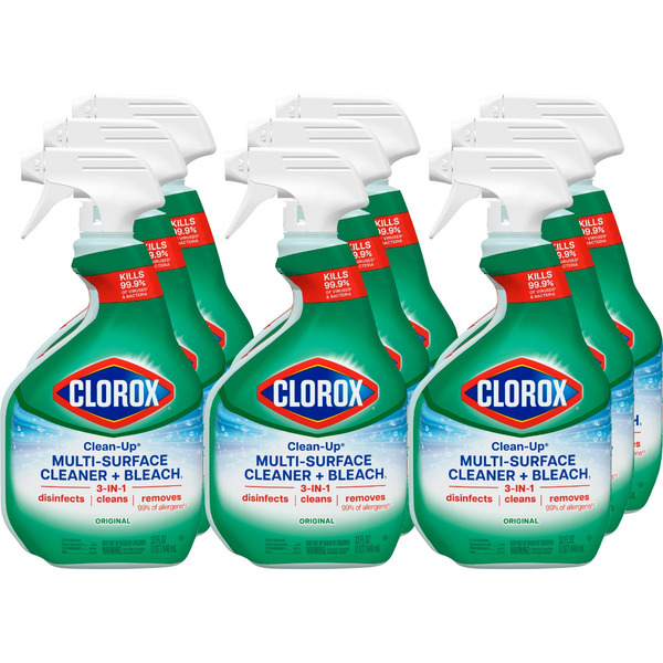 Clorox Clean-Up Multi-Surface Cleaner with Bleach, Original, Spray Bottle, 32 Fluid Ounces, Pack of 9