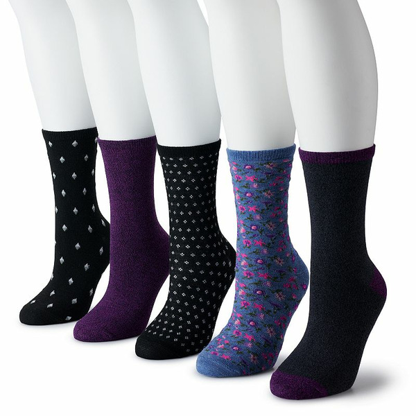 Sonoma Goods For Life Women's Sonoma Goods For Life® 5-Pack Geo Crew Socks, Size: 9-11, Grey