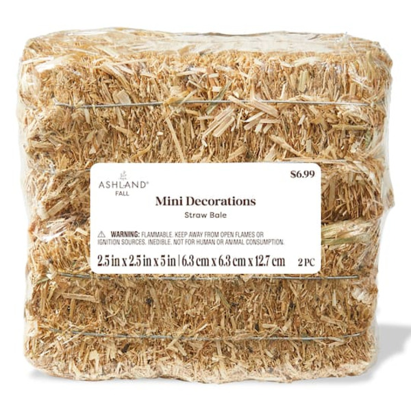 Ashland Mini Straw Bale Decorations, 2.5 x 5 in