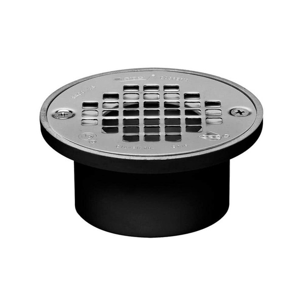 Oatey Round Black Abs Area Floor Drain With 4 In. Round Screw-in Stainless Steel Drain Cover