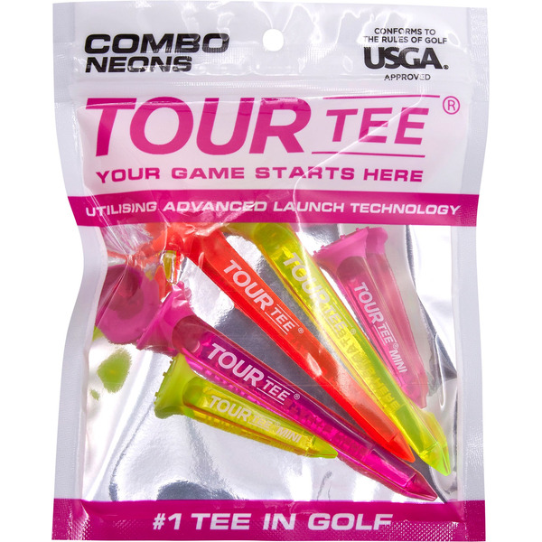 Tour Tee Combo Neon Golf Tees, 5 Pack - Pink Multi