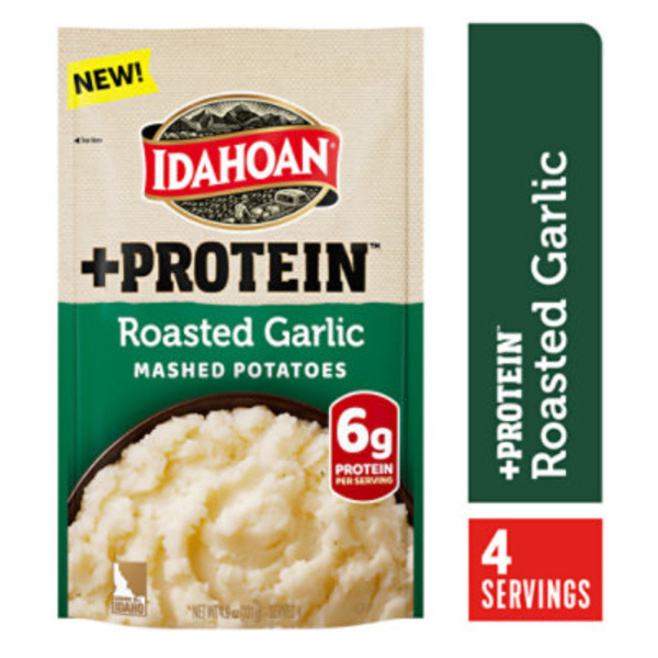 Idahoan® +Protein Roasted Garlic Mashed Potatoes, 4 servings