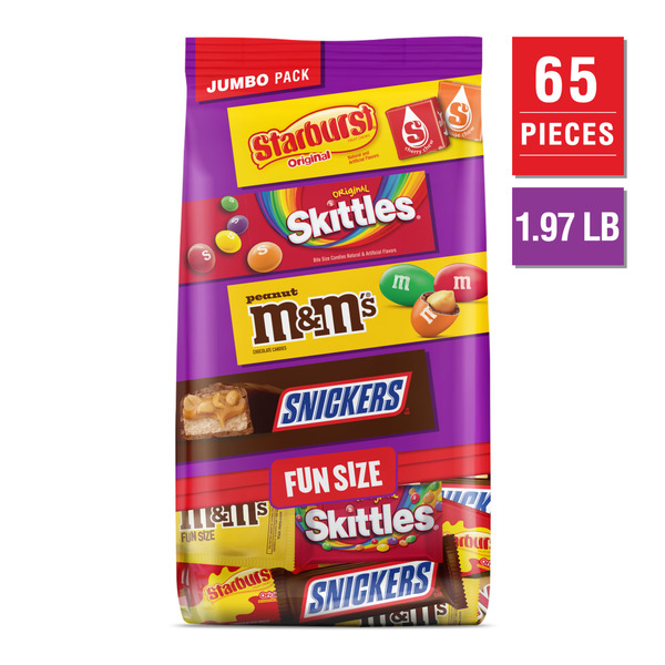 M&m's, Snickers, Skittles & Starburst Fun Size Candy Variety Pack Jumbo