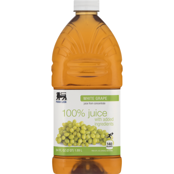 Food Lion Juice, From Concentrate, White Grape, Bottle (64 fl oz