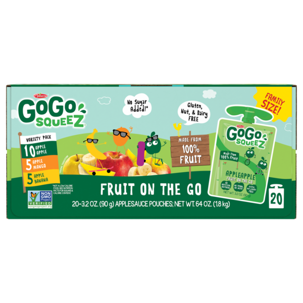 GoGo Squeez Applesauce, Variety Apple Banana Mango Same-Day