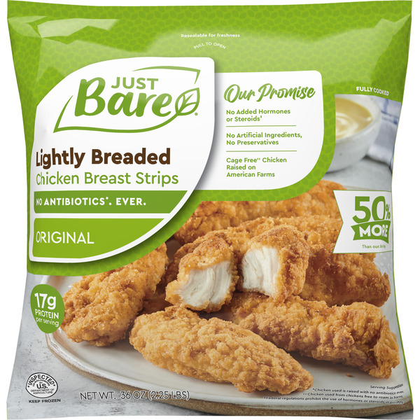 Just Bare Fully Cooked Lightly Breaded Chicken Breast Strips