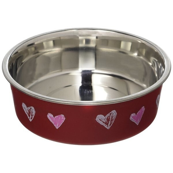 Loving Pets Bella Bowl Designer - XS-Hearts, Valentine Red