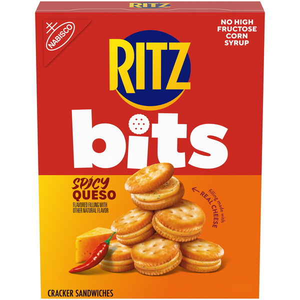 Ritz Bits Spicy Queso Cheese Sandwich Crackers, Snacks For Kids