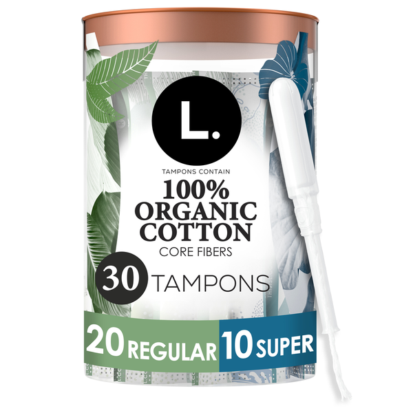 L. Tampons Regular/Super Absorbency, Made with Organic Cotton