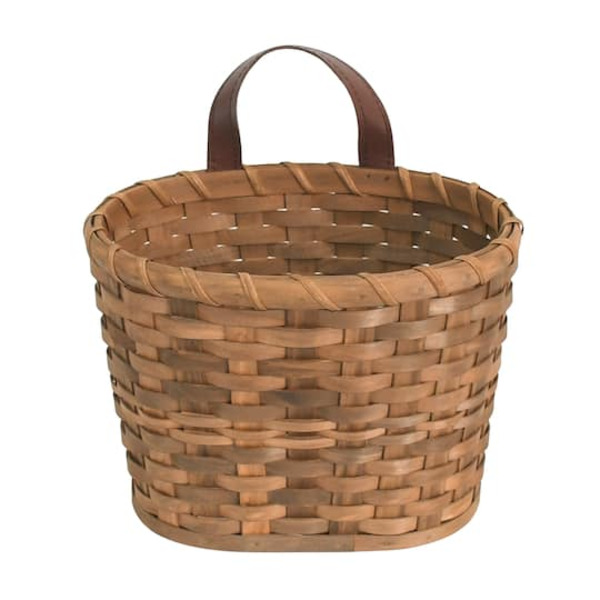 Ashland Hanging Chipwood Basket with Faux Leather Handle