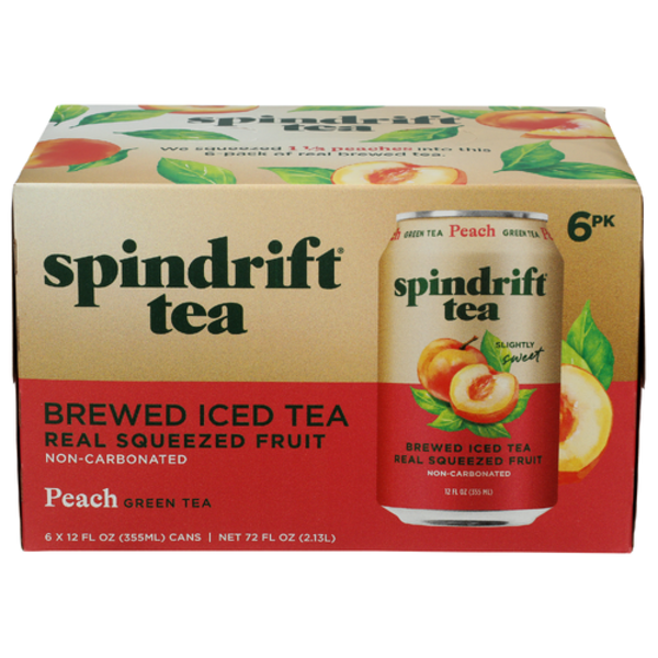 Spindrift Peach Green Brewed Iced Tea Real Squeezed Fruit 6 Pack