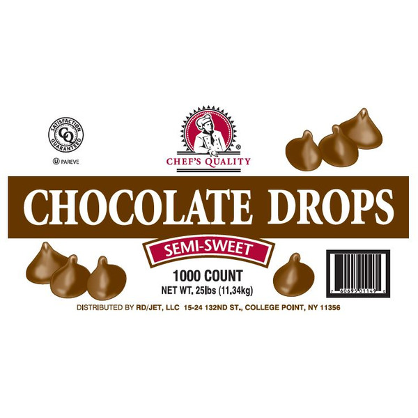 Chef's Quality - Semi Sweet Chocolate Chips, 1000 ct - 25 lbs