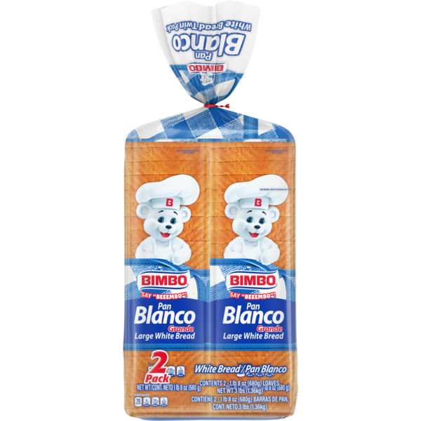 Bimbo  Pan Blanco, 2 ct, White, Bread, White Bread, 48 oz
