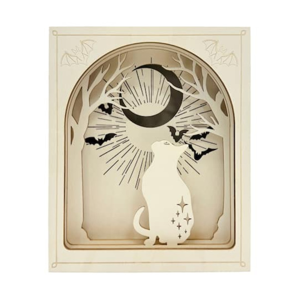 Make Market Cat & Moon DIY LED Wood Shadow Box Decor