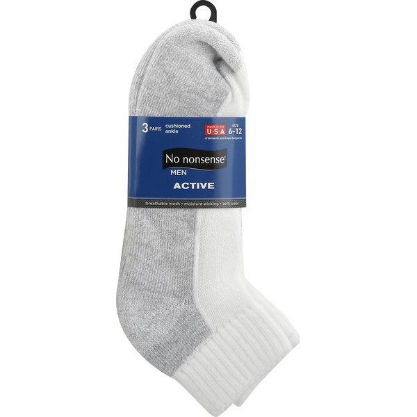 No nonsense Socks, White, Cushioned Ankle, Size 6-12, Men Same-Day