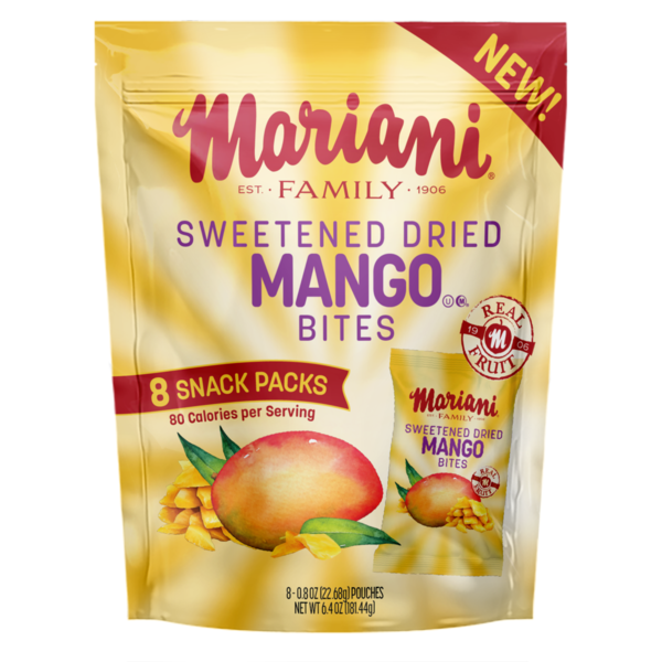 Mariani Dried Sweetened Mango Bites Snack Packs