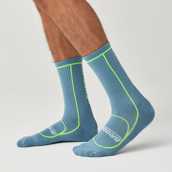 Brooks Cascadia Crew Socks, L - Blue Haze/Sun Glare