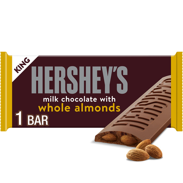 Hershey's Milk Chocolate with Whole Almonds King Size, Candy Bar, 2.6 oz