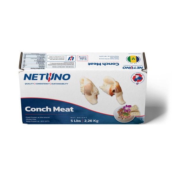 NETUNO Conch Meat (St Vincent) 5 lb. Box - 85% Cleaned, Once Frozen