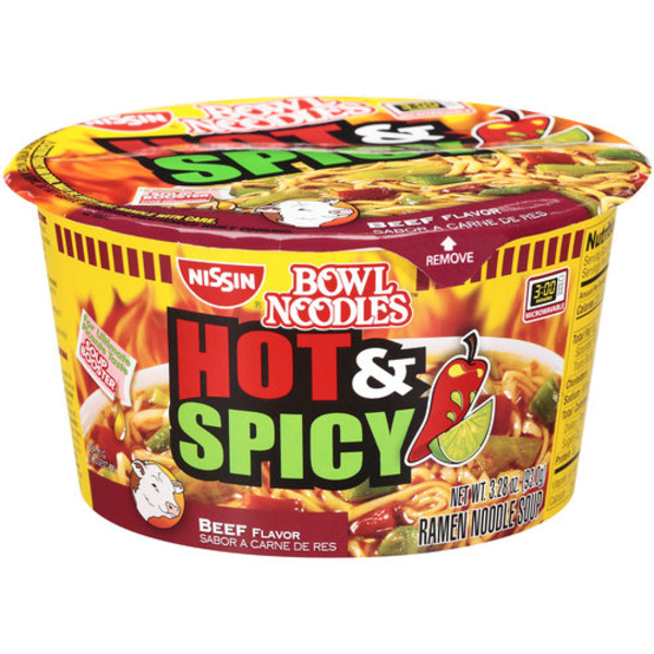 Nissin - Spicy Beef Flavored Soup in a Bowl - 6/3.28 oz Bowl
