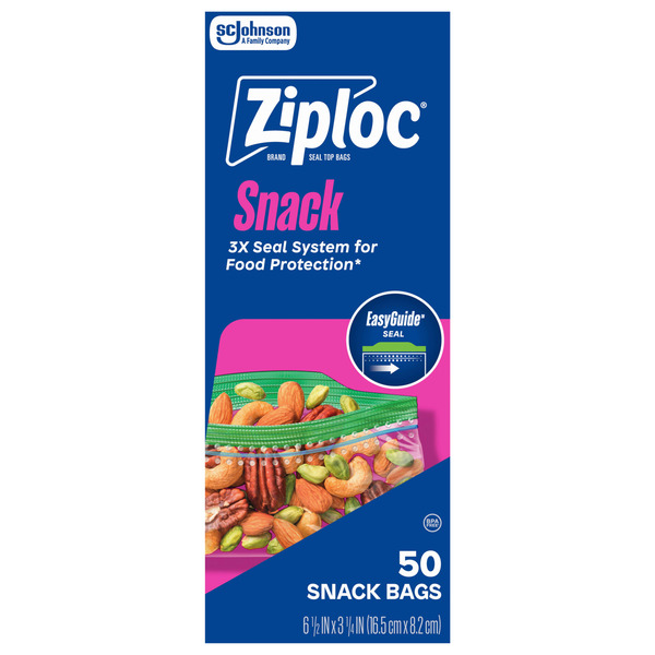 Ziploc Snack Bags with EasyGuide™ Texture, Grip 'n Seal Technology