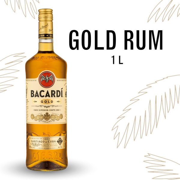 BACARDÍ Gold Rum, Gluten Free 40% 100Cl/1L Same-Day Delivery or