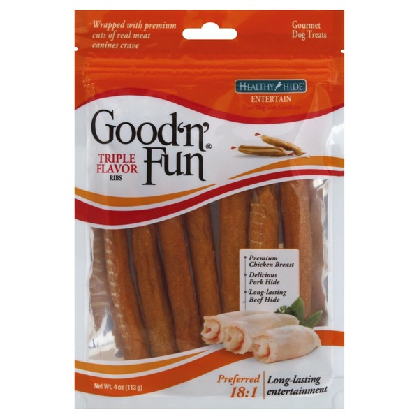 Healthy Hide Dog Treats, Gourmet, Triple Flavor Ribs (4 oz) Instacart
