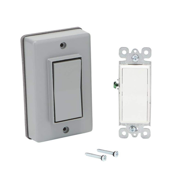 Commercial Electric 1-gang Metal Weatherproof Single Decorator Switch And Electrical Outlet Cover Kit, Gray