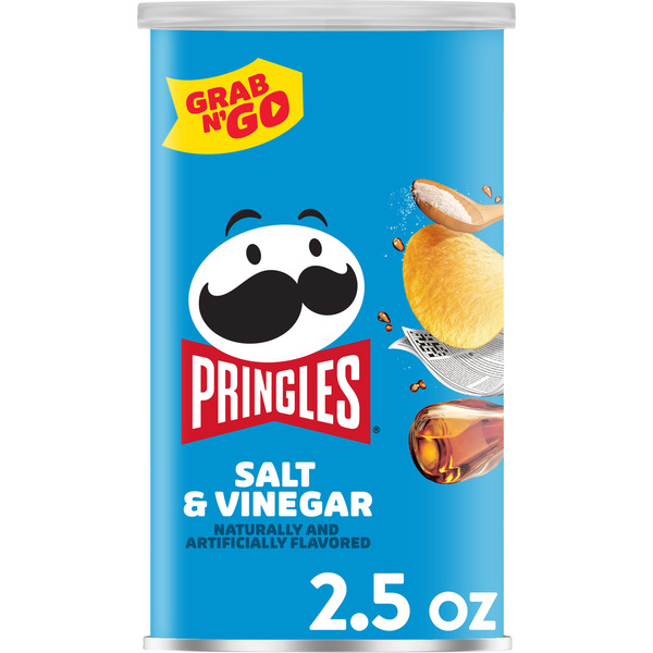 Pringles Salt and Vinegar Potato Crisps Chips, Lunch Snacks, Grab and Go